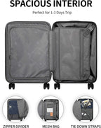 Grace EXT Carry On Luggage, 20” Expandable Hardside Suitcase, ABS+PC Harshell Spinner Luggage with TSA Lock, Spinner Wheels - Blue, 20-Inch Carry-On
