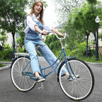 Kingtowag Womens Beach Cruiser Bike 26 inch Single Speed Bicycle for Women Comfortable Bicycle with 17'' Frame  Bike Blue(US Stock)