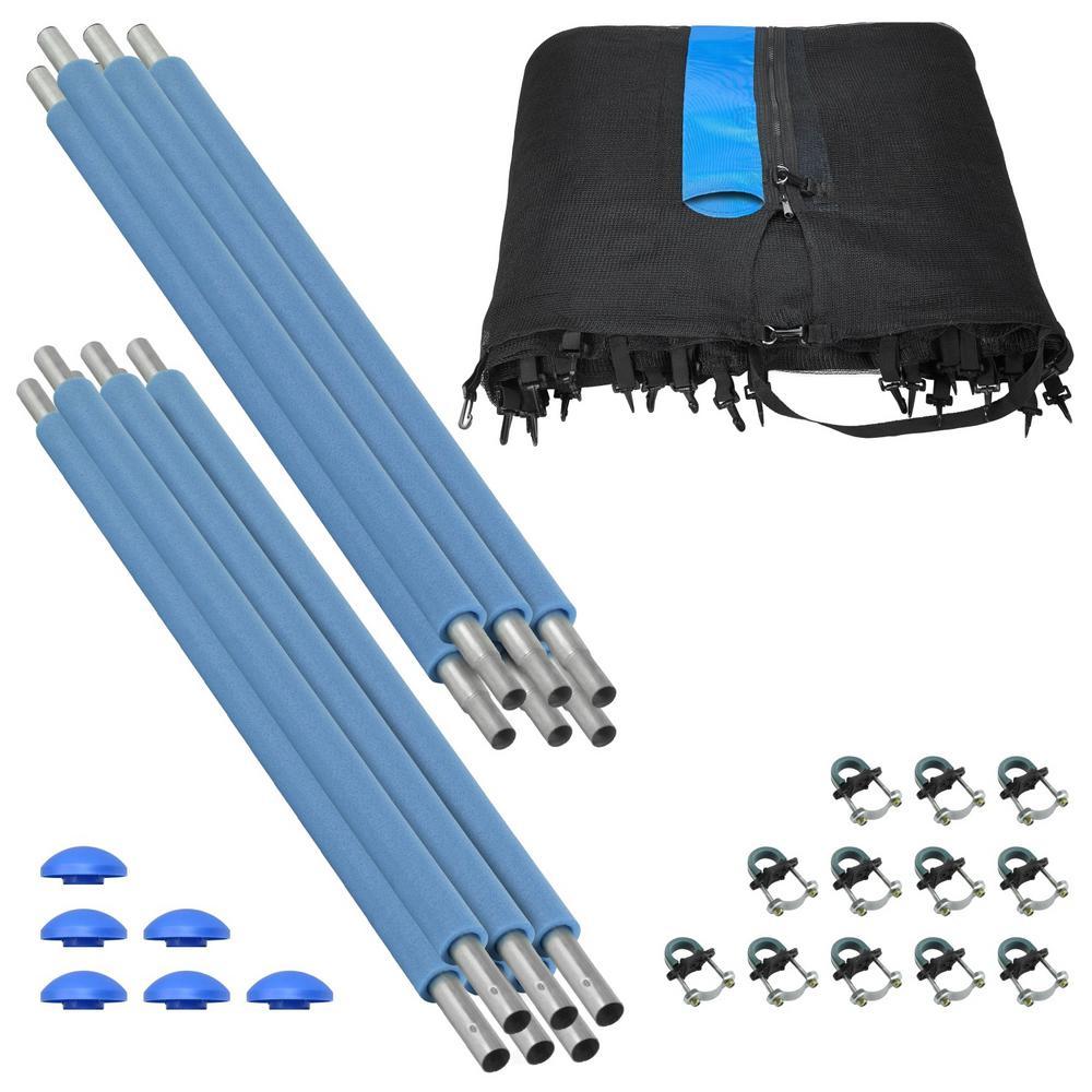 Trampoline Enclosure Set to Fits 14 ft. Round Frames, for 3 or 6 W-Shaped Legs -Set Includes: Net, Poles &amp; Hardware Only