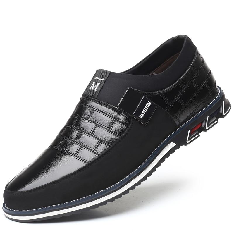 Men's Shoes - Casual Leather Slip On Magic Closure Loafers