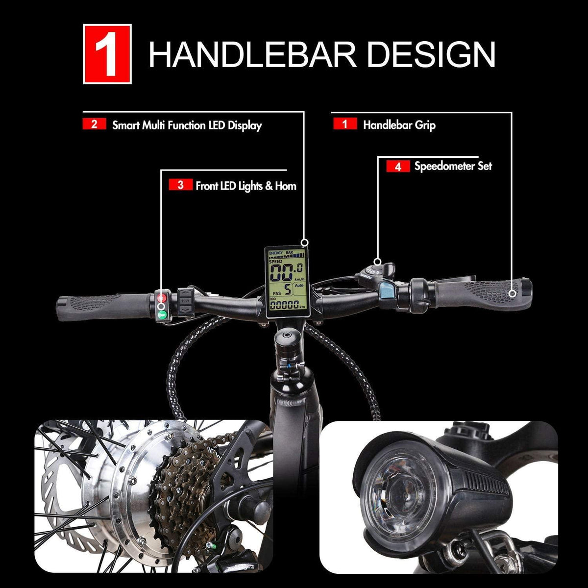 Trekpower 350W Electric Mountain Bike 26'' Electric Bikes for Adults, Electric Bicycles for Men with 36V 10A Battery