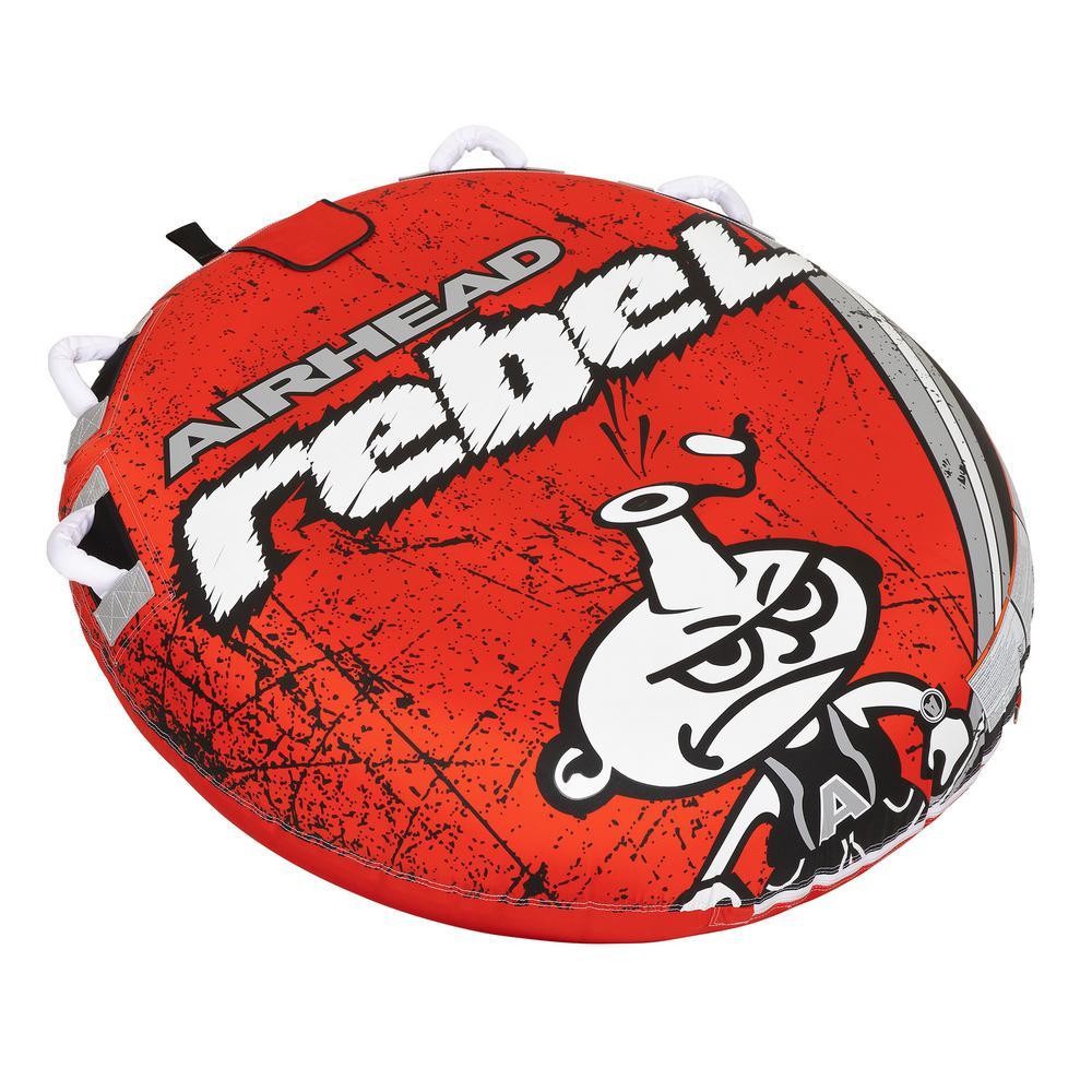 Rebel 54 in. 1-Person Durable Red Towable Tube Kit with Rope and 12-Volt Pump