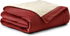 | Signature Reversible Fleece/Sherpa Electric Heated Blanket with Safe &amp; Warm Low-VoltaTechnology, Queen, Redwood