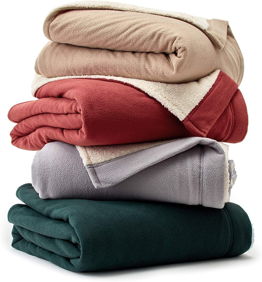 Eddie Bauer | Signature Reversible Fleece/Sherpa Electric Heated Blanket with Safe &amp; Warm Low-VoltaTechnology  Queen  Redwood
