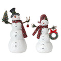 Set of 2 Red and White Traditional Christmas Snowman Figurines 17.5"