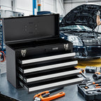 Metal Tool Box, 20.5-inch, Portable Metal Tool Box with 4 Drawers, Small Tool Chest with EVA Liners, Ball Bearing Slide Drawers Loc& Powder Coated Finish, Multi-Function Tool Organizer
