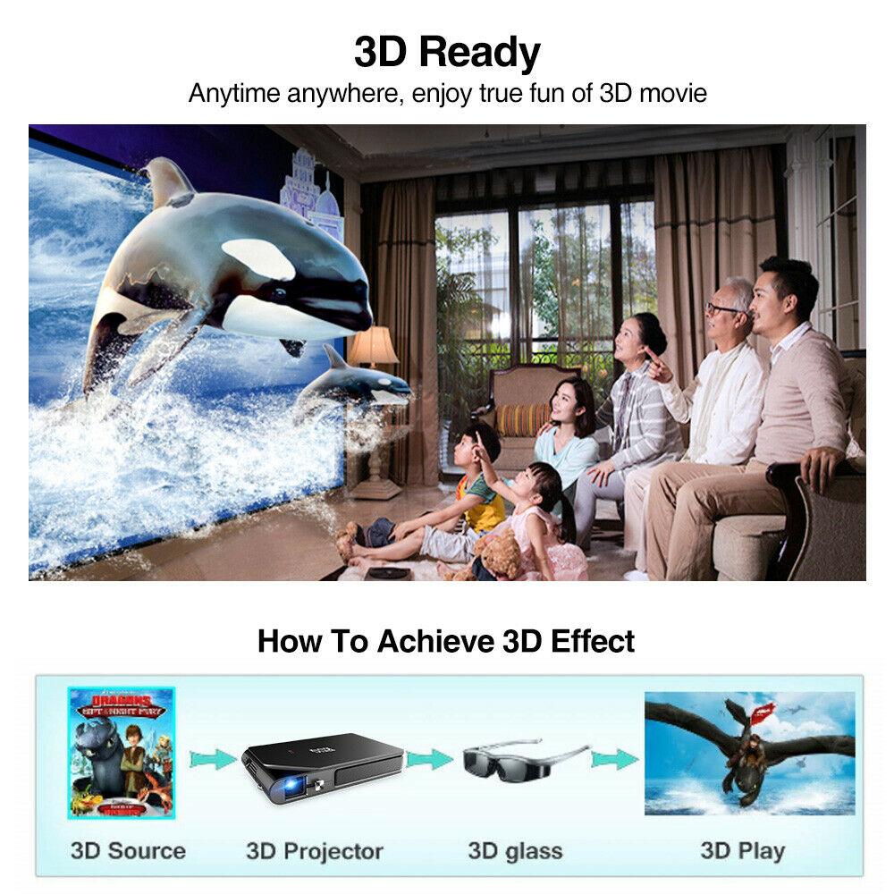 eug dlp wifi 3d projector wireless mirroring screen home theater tv hdmi 7000:1