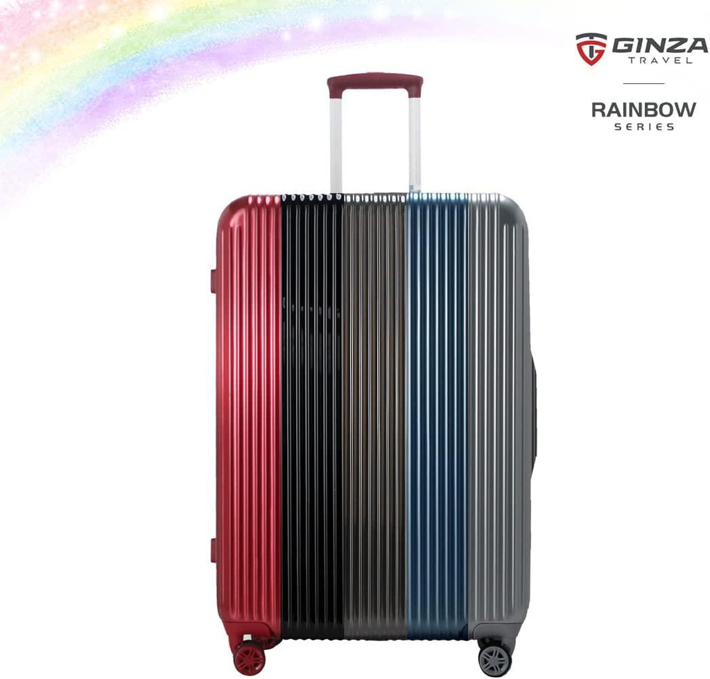 GinzaTravel Fashion Trend Bright Color PC Luggage TSA Combination Lock Spinner Wheels Rainbow series (Elegant Black, 24“28”)