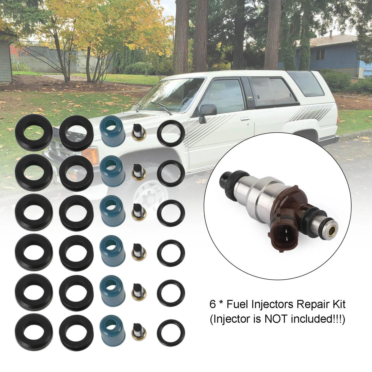 Toyota Truck 4 Runner 1988-1995 3.0L 3VZE 6PCS Fuel Injectors Repair Seal Rebuild Kit 23209-65020 23250-65020 195500-5400 Generic
