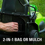 Greenworks 40V 16-Inch Cordless 2-In-1 Push Lawn Mower 4.0Ah Battery and Char...