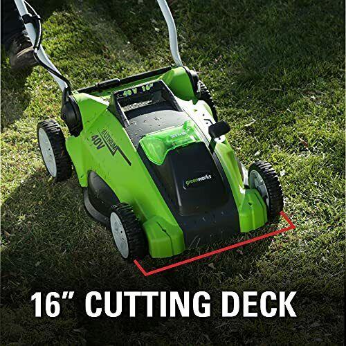 Greenworks 40V 16-Inch Cordless 2-In-1 Push Lawn Mower 4.0Ah Battery and Char...