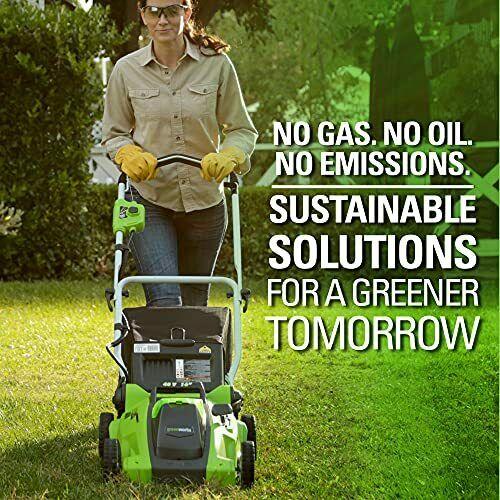 Greenworks 40V 16-Inch Cordless 2-In-1 Push Lawn Mower 4.0Ah Battery and Char...