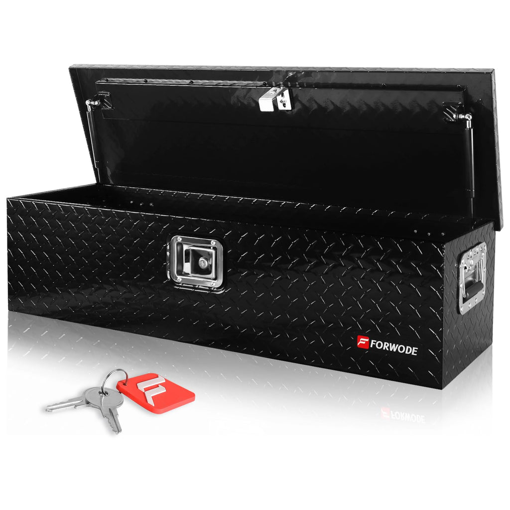 39 Inch Truck Bed Tool Box, Heavy Duty Aluminum Truck StoraOrganizer for Pickup Truck Bed RV Toolbox with Handle and Lock Black