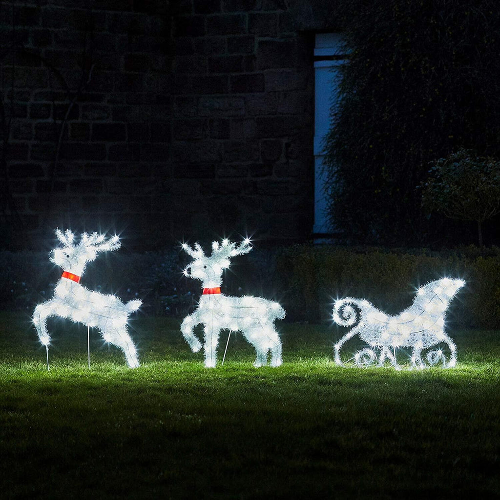Maxi Reindeer &amp; Sleigh Pre-Lit LED Christmas Light Up Figures Decoration