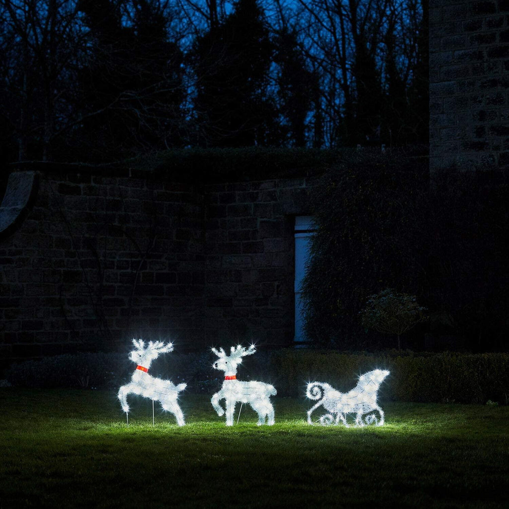 Maxi Reindeer &amp; Sleigh Pre-Lit LED Christmas Light Up Figures Decoration