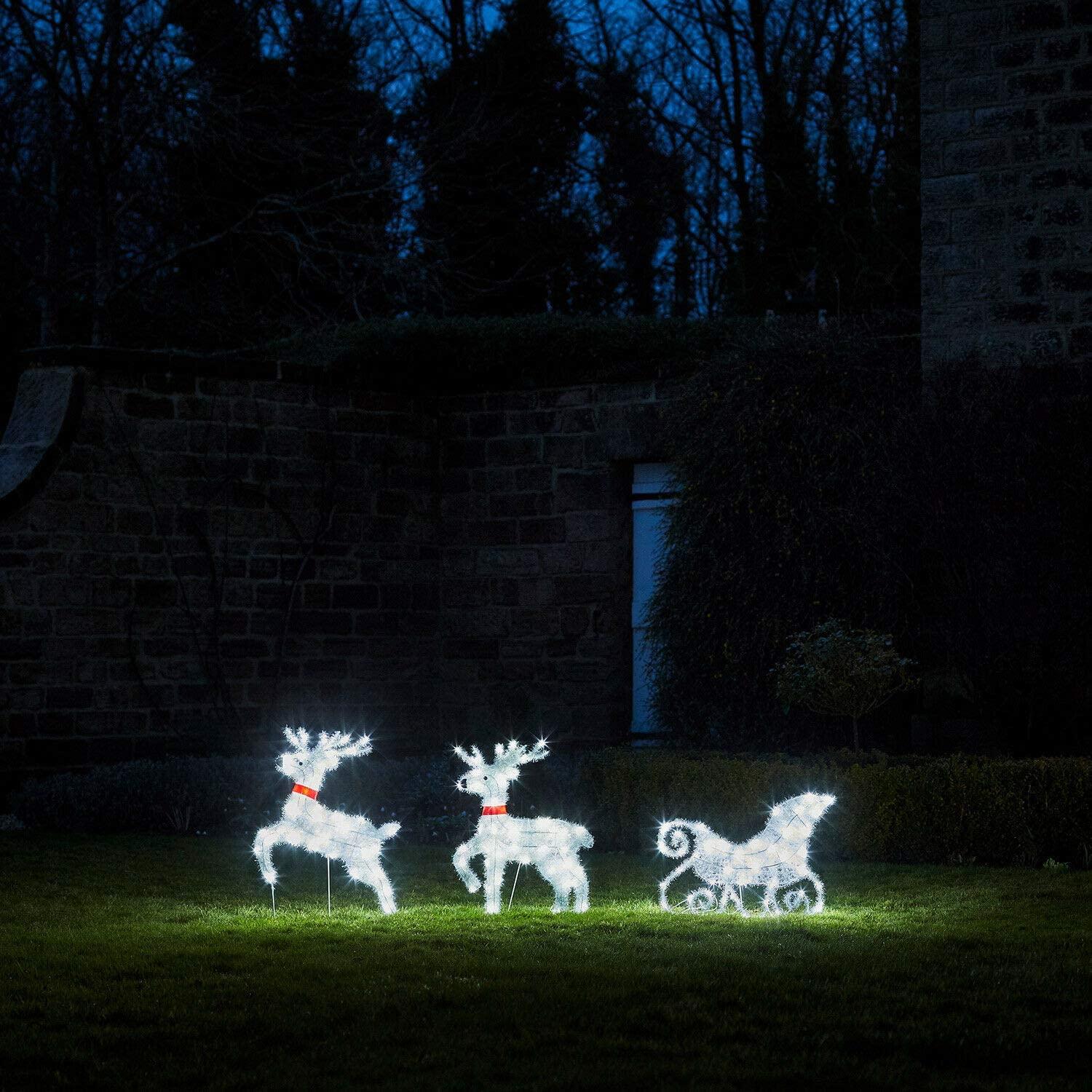 Maxi Reindeer &amp; Sleigh Pre-Lit LED Christmas Light Up Figures Decoration