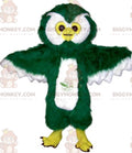 Giant Hairy Green and White Owl BIGGYMONKEYMascot Costume