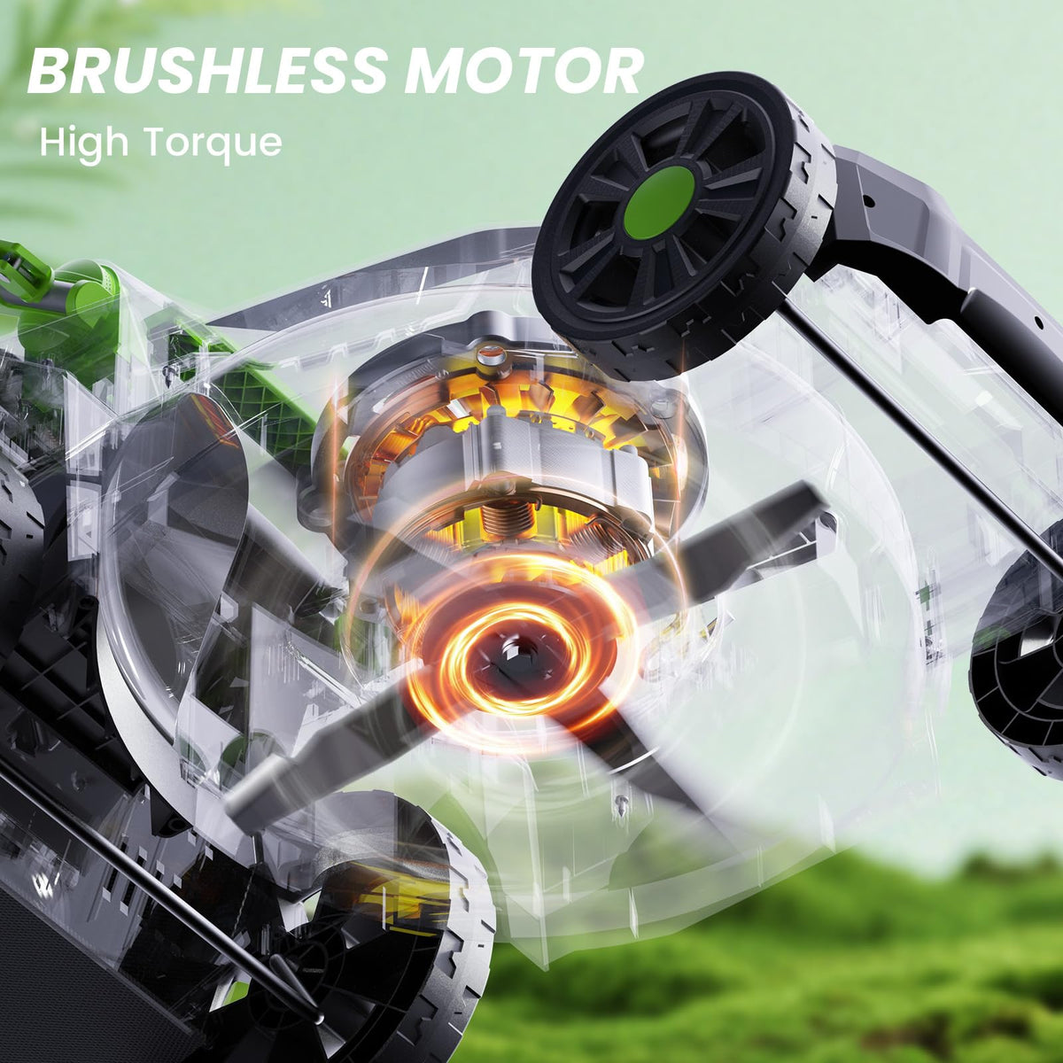 40V Cordless Lawn Mower, 17" Walk Behind Electric 4.0 Ah Battery Powered Lawnmower, with 50L Grass Bag, Brushless Motor, 6 Adjustable Cutting Heights, for Garden/Patio/Yark/Lawn