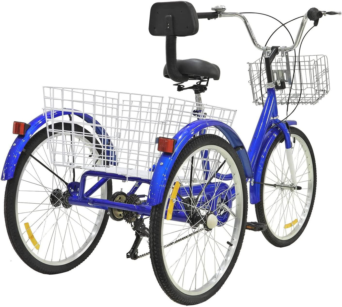 OneV FT Adult Tricycles, 3 Wheel Cruiser Bike, 7 Speed 24 inch Trikes with Front &amp; Rear Shopping Basket for Men, Women and Seniors
