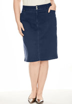 tummy control denim skirt