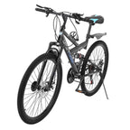 Abcnature 26" Men's Mountain Bike 21-Speed Road Bike for Women Carbon Steel Full Suspension Bicycle MTB Bike Black