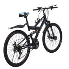 Abcnature 26" Men's Mountain Bike 21-Speed Road Bike for Women Carbon Steel Full Suspension Bicycle MTB Bike Black