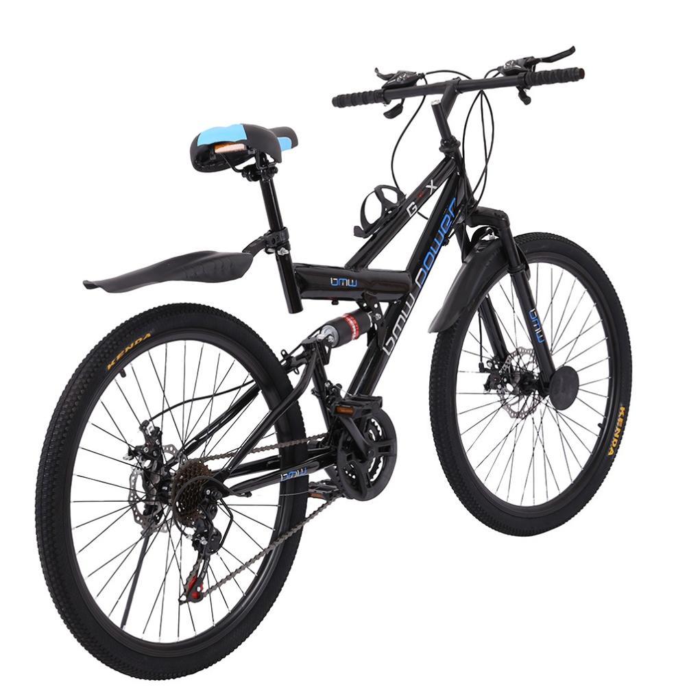 Abcnature 26" Men's Mountain Bike 21-Speed Road Bike for Women Carbon Steel Full Suspension Bicycle MTB Bike Black