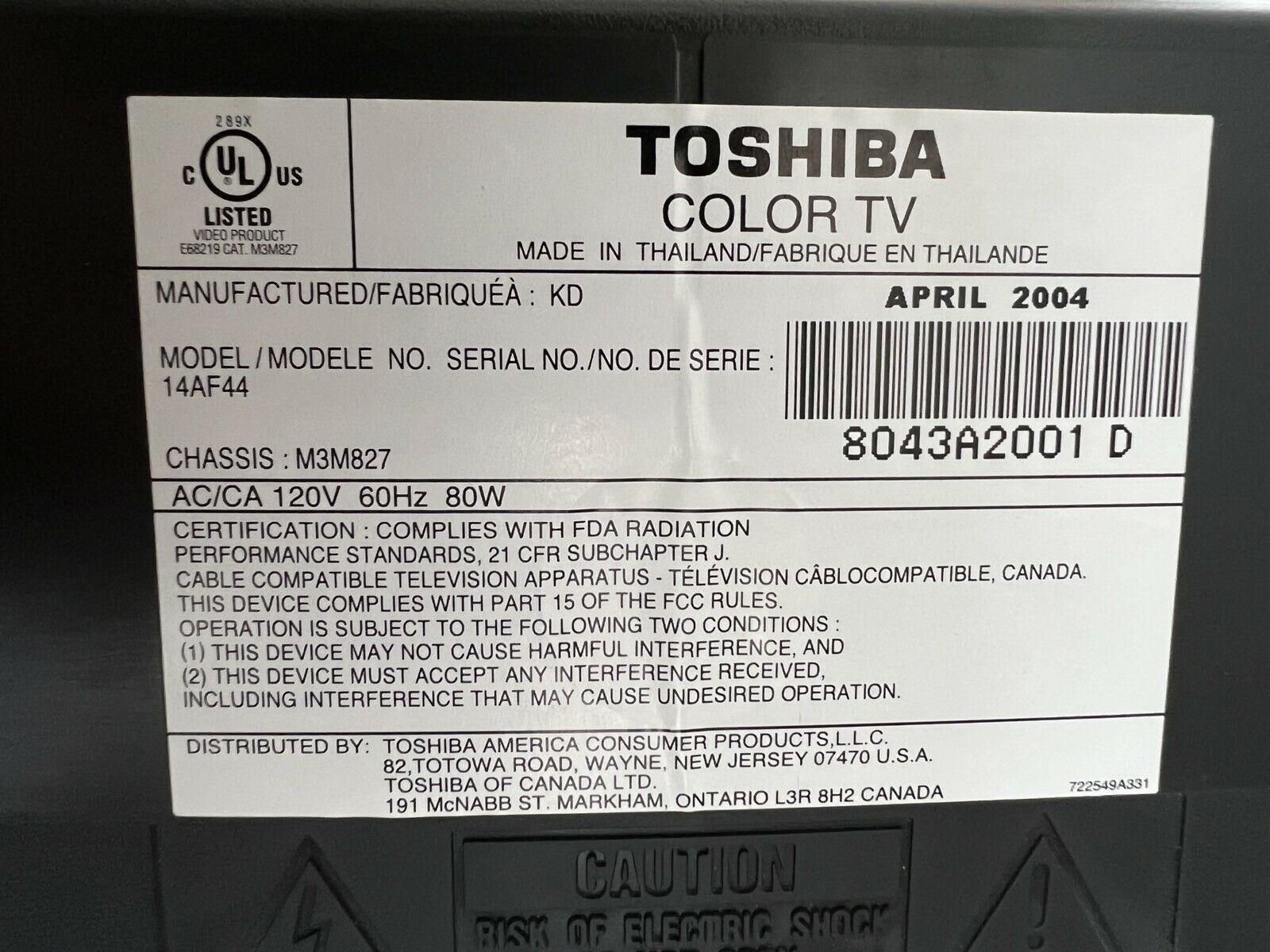 toshiba 14af44 14” crt tv for retro gaming component s-video with remote