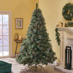9-foot Cashmere Pine and Mixed Needles Hinged Artificial Christmas Tree with Sno