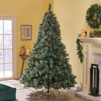 9-foot Cashmere Pine and Mixed Needles Hinged Artificial Christmas Tree with Sno