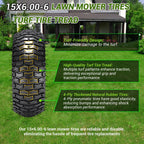 (2 Pack)  15x6.00-6nhs Lawn Mower Tires and Wheel Assembly, Replacement Riding Lawn Mower Front Tires, Compatible with    Lawn Mowers, 3/4" Bushings, 3" Centered Hub