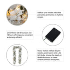 2-Pack 9 ft. Pre-Lit Snow Flocked Greenery Pine Poinsettia Artificial Christmas Garland, with 50 White Lights with Timer