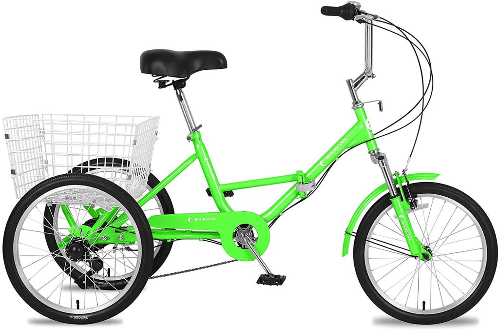 Adult Folding Tricycle 7-Speed, 20/24/26-Inch Three Wheel Cruiser Bike with Cargo Basket, Foldable Tricycle for Adults, Women, Men, Seniors Exercise Shopping