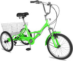 Adult Folding Tricycle 7-Speed, 20/24/26-Inch Three Wheel Cruiser Bike with Cargo Basket, Foldable Tricycle for Adults, Women, Men, Seniors Exercise Shopping