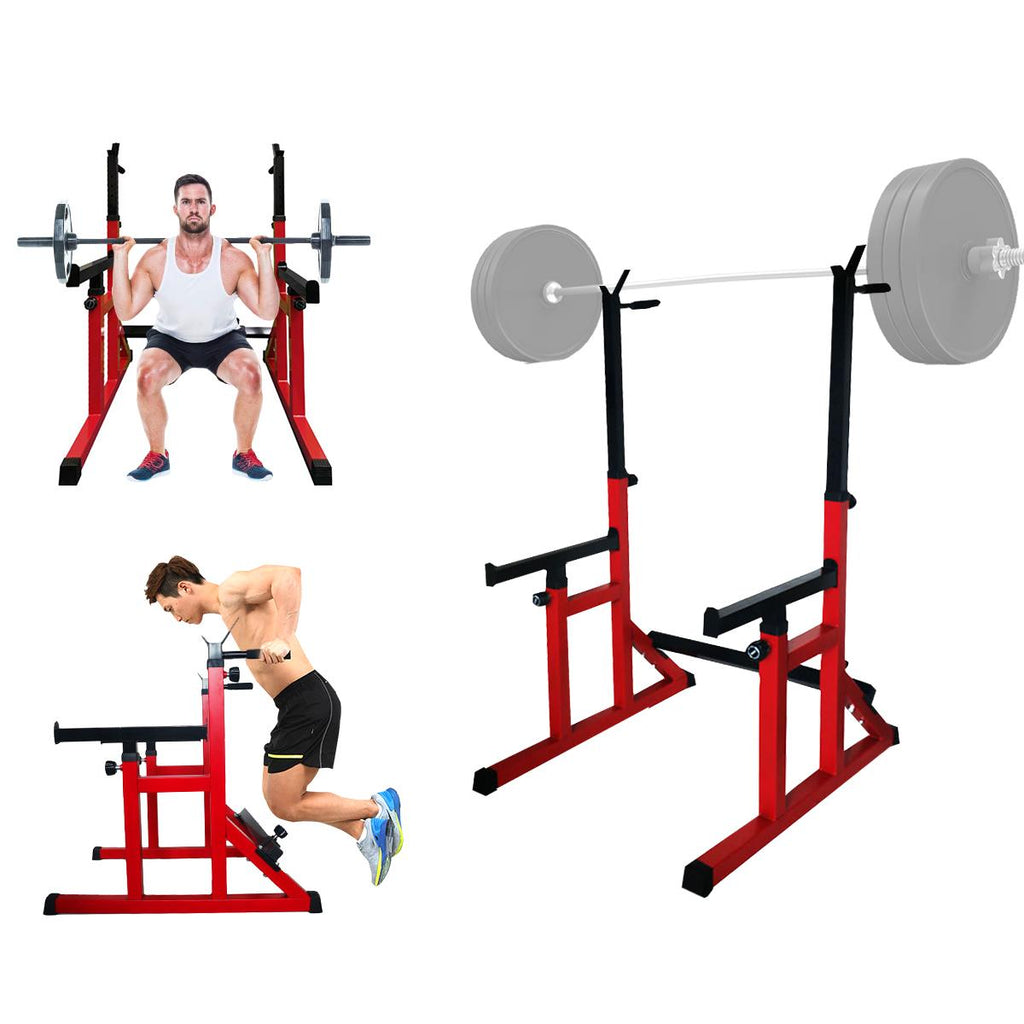 OUSGAR Multi-Function Barbell Rack Dip Stand Height Adjustable Barbell Stand Weight Lifting Rack Gym Family Fitness Squat Rack Weight Lifting Bench Press Dipping Station Weight Set