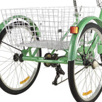 Adult Tricycles 7 Speed, Adult Trikes 24 inch 3 Wheel Cruiser Bikes, Three-Wheeled Bicycles Cruise Trike with Shopping Basket for Seniors, Women, Men.