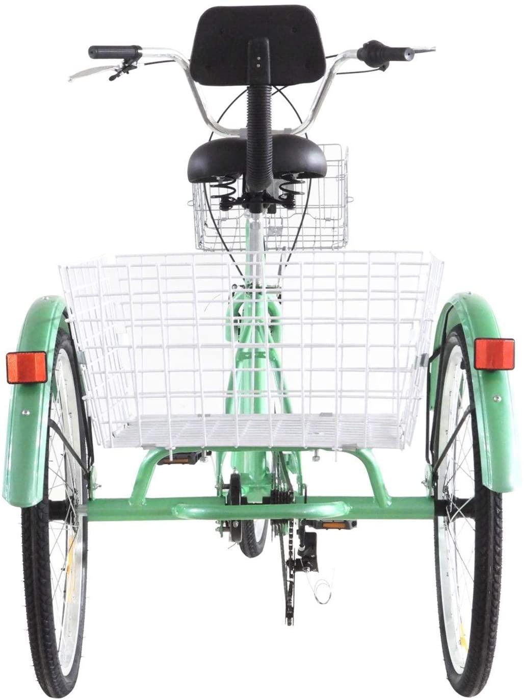Adult Tricycles 7 Speed, Adult Trikes 24 inch 3 Wheel Cruiser Bikes, Three-Wheeled Bicycles Cruise Trike with Shopping Basket for Seniors, Women, Men.