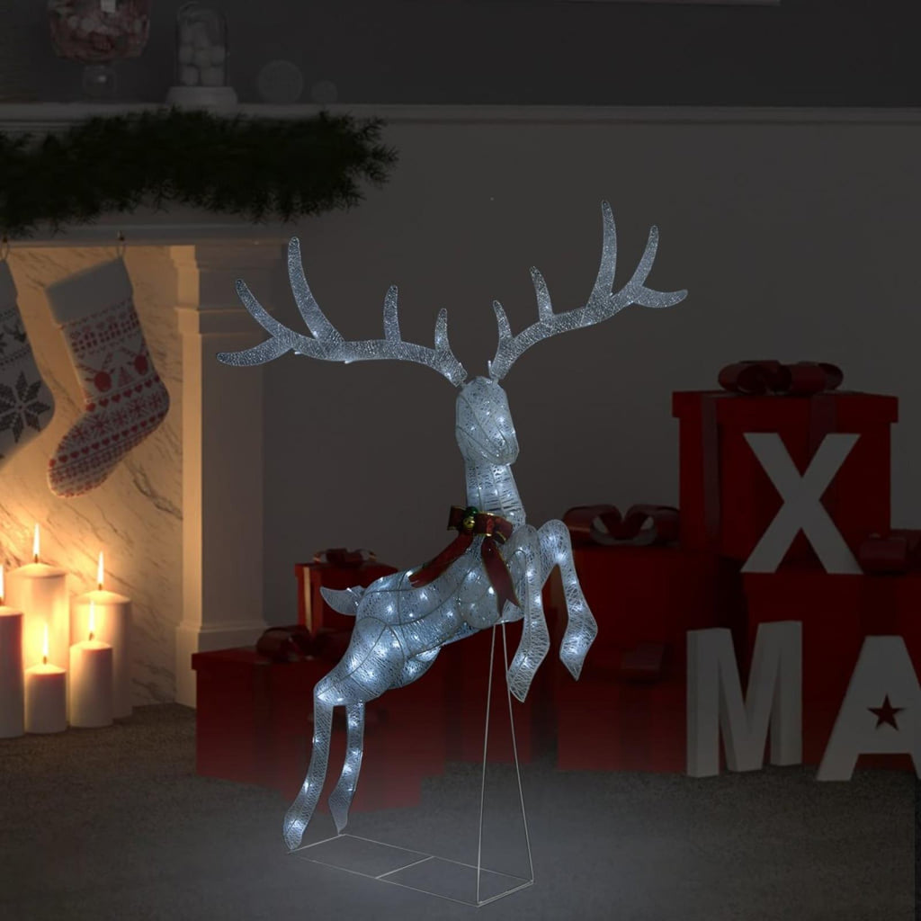 Eccomum Flying Reindeer Christmas Decoration 120 LEDs Silver Cold White