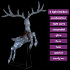 Eccomum Flying Reindeer Christmas Decoration 120 LEDs Silver Cold White