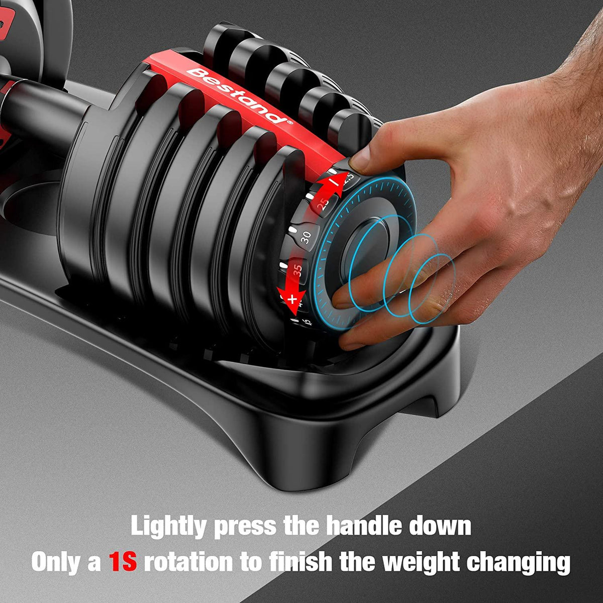 Bestand Adjustable Dumbbell, Fast Adjust Weight Dumbbell Barbell 5lb-52.5lb Weight Dumbbell Suit for Man Women Training Equipment Exercise Strength Core Fitness  (Pair)