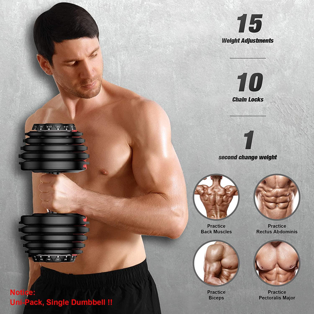 Bestand Adjustable Dumbbell, Fast Adjust Weight Dumbbell Barbell 5lb-52.5lb Weight Dumbbell Suit for Man Women Training Equipment Exercise Strength Core Fitness  (Pair)
