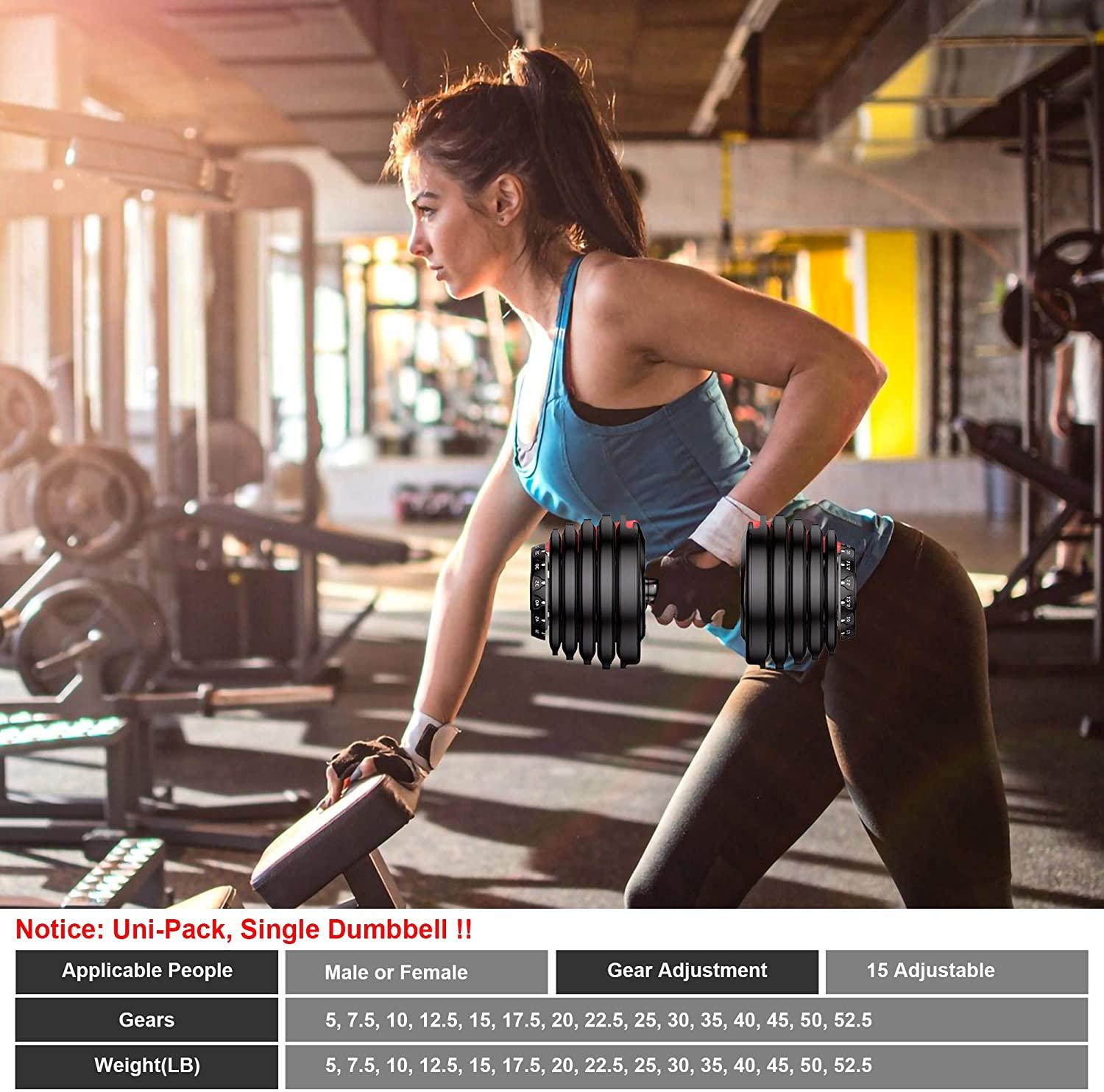 Bestand Adjustable Dumbbell, Fast Adjust Weight Dumbbell Barbell 5lb-52.5lb Weight Dumbbell Suit for Man Women Training Equipment Exercise Strength Core Fitness  (Pair)