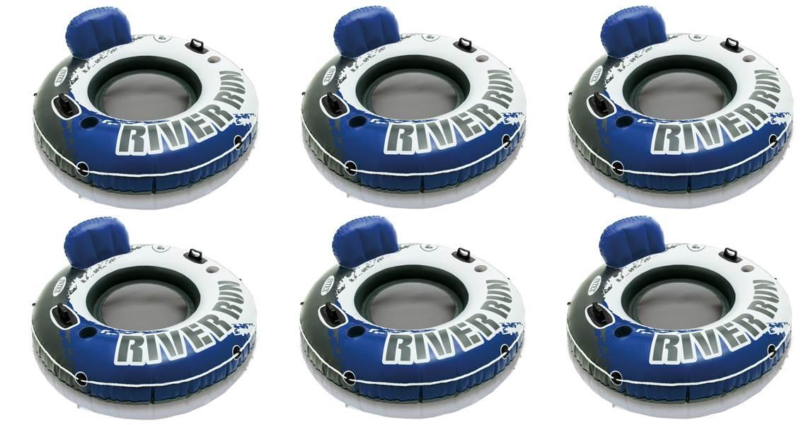 River Run 1 Inflatable Floating Tube Raft for Lake, River, &amp; Pool (6 Pack)