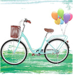 Micozy 26-Inch Womens Bikes Beach Cruiser Bike with Basket Classic Bicycle Retro Bicycle Single Speed Bicycle Commuter Bicycle with Comfortable Seats and Back Seats Fits 5'2''-5'10'' [US in Stock]