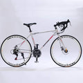 700C Road Bike 21/27/30 Variable Speed Bicycle Bend Handle Double Disc Brake Aluminum Road Bicycle Male and Female Bike,ium Silver,27