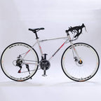 700C Road Bike 21/27/30 Variable Speed Bicycle Bend Handle Double Disc Brake Aluminum Road Bicycle Male and Female Bike,ium Silver,27