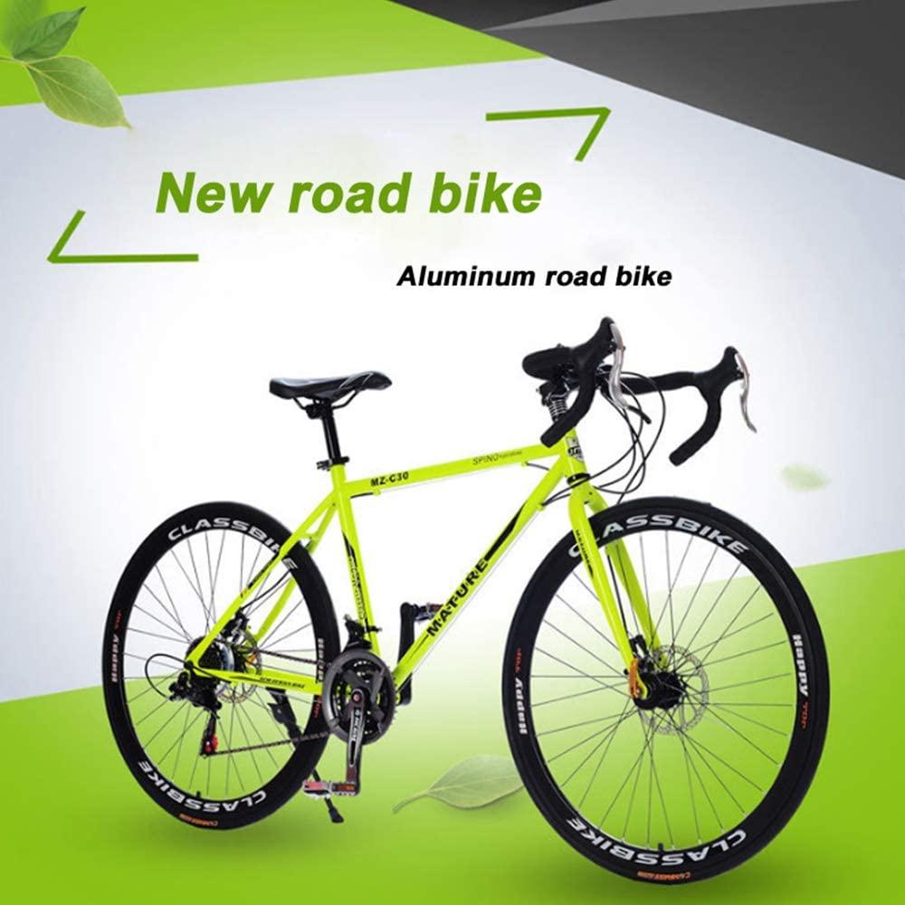 700C Road Bike 21/27/30 Variable Speed Bicycle Bend Handle Double Disc Brake Aluminum Road Bicycle Male and Female Bike,ium Silver,27