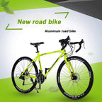 700C Road Bike 21/27/30 Variable Speed Bicycle Bend Handle Double Disc Brake Aluminum Road Bicycle Male and Female Bike,ium Silver,27