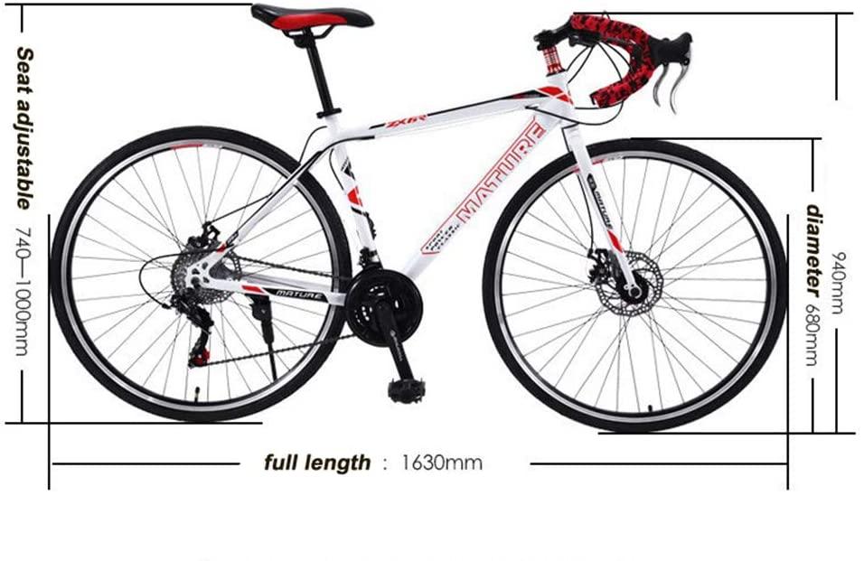 700C Road Bike 21/27/30 Variable Speed Bicycle Bend Handle Double Disc Brake Aluminum Road Bicycle Male and Female Bike,ium Silver,27