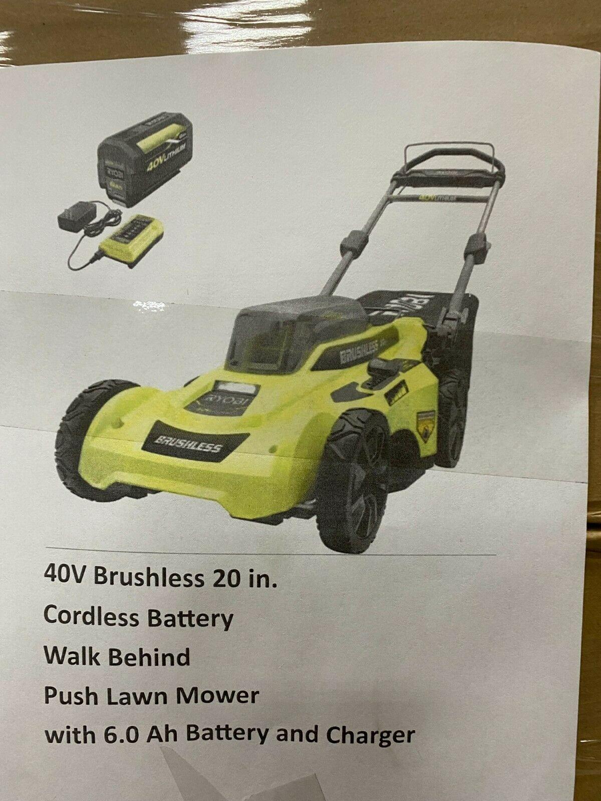 Battery Power Push Mower Brushless 20 in. Cordless 40V RY40111